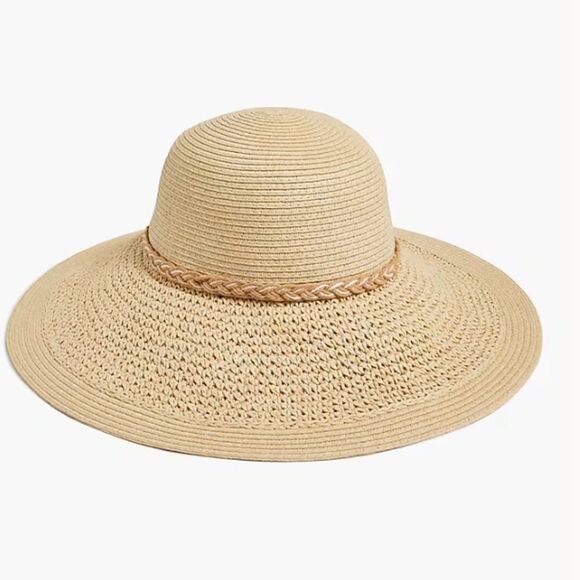 J. Crew Straw Wide Brim Hat with wrapped rope - Picture 1 of 4